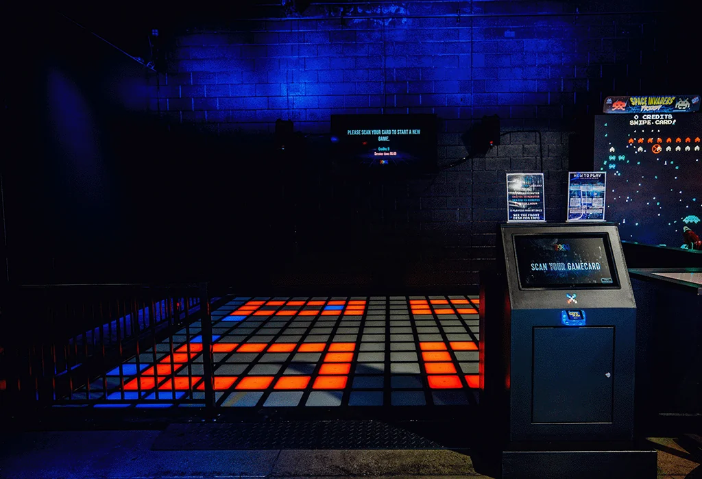The Pixels floor gaming area, in the same building as Amped Arcade at Nitro City Racing Fairfield