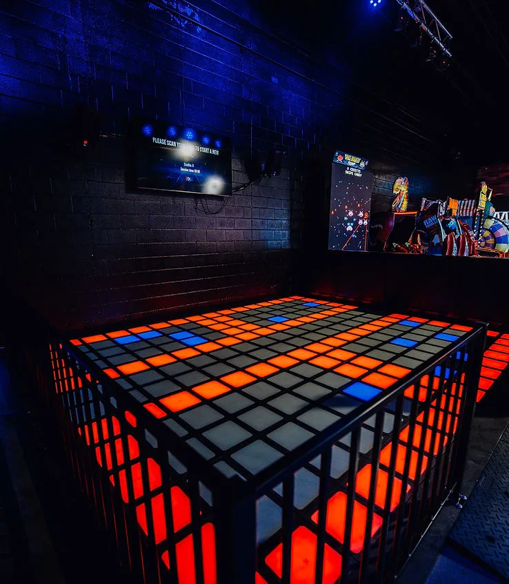 Pixels interactive floor during a Nitro City birthday party
